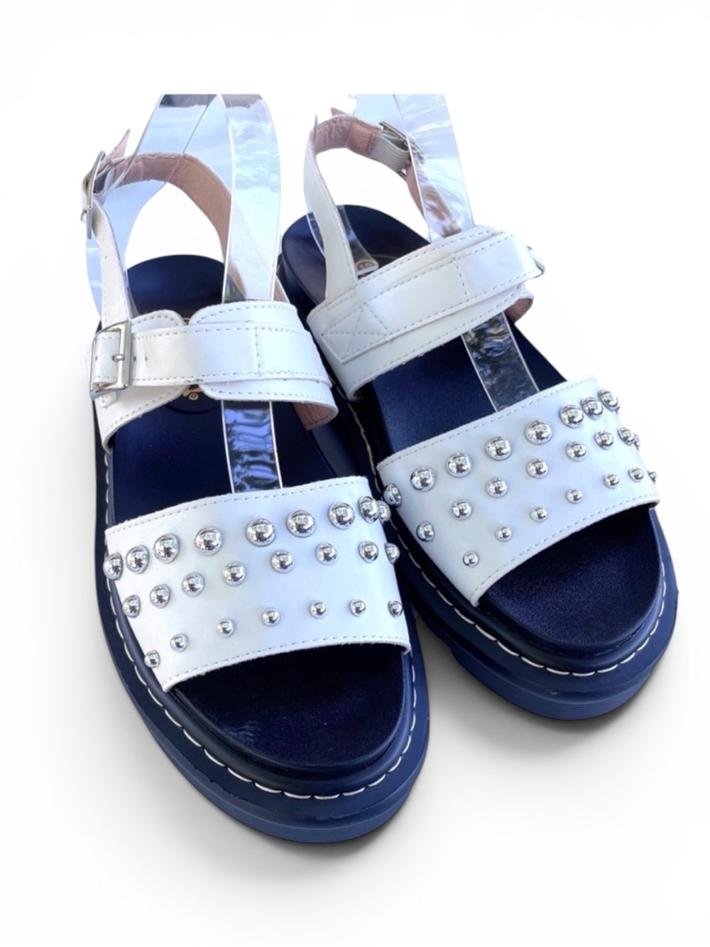 Mudd “Alexis” White Studded Platform Sandals Size 10 NWOT